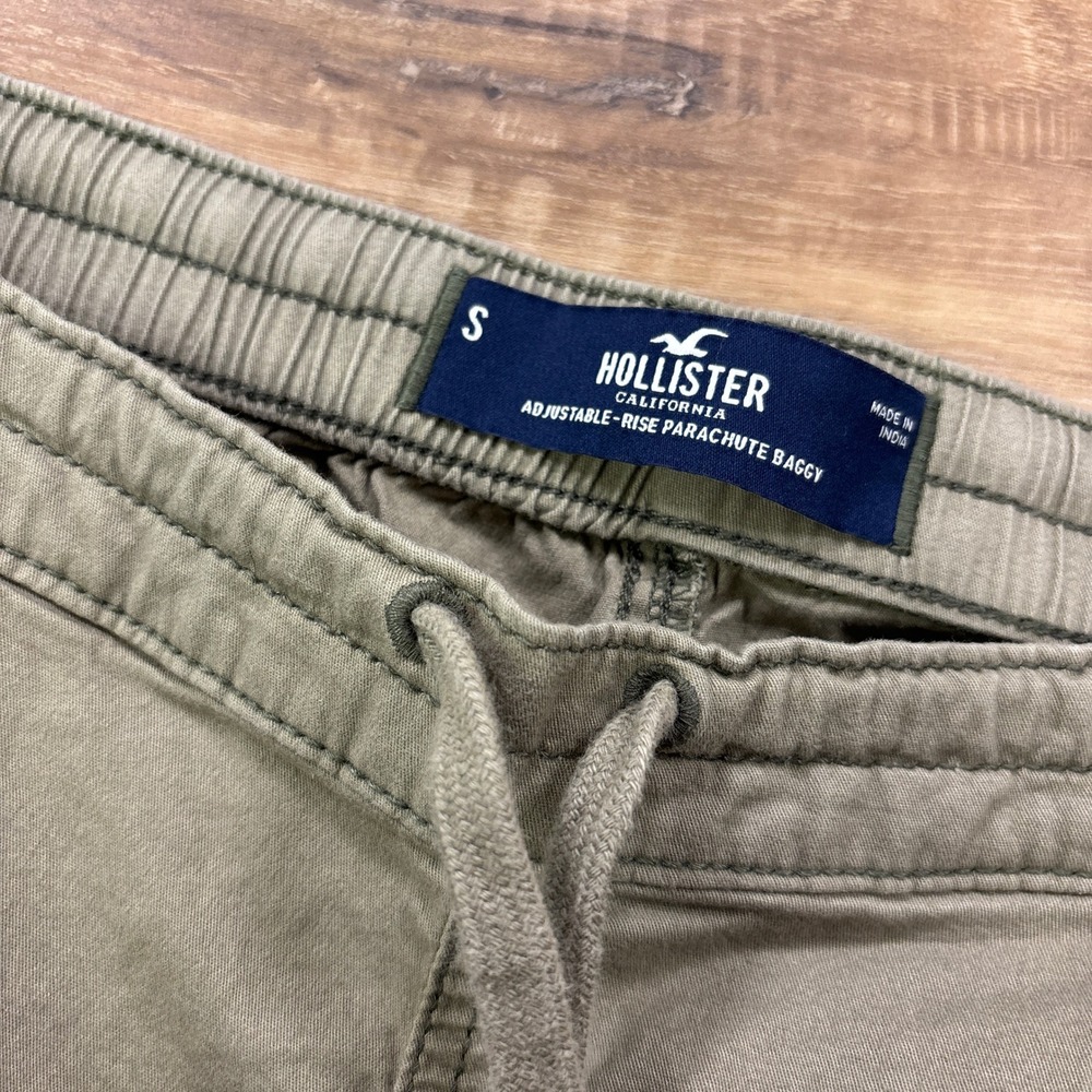 Hollister Parachute Pants Men Small Baggy Gorpcore Cotton Relaxed Olive Green - Picture 2 of 9